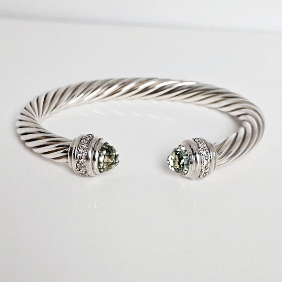 David Yurman 7mm Prasiolite & Diamond Cable Bracelet - Picture 3 of 7